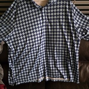 Johnston & Murphy Blue and White Patterned Polo